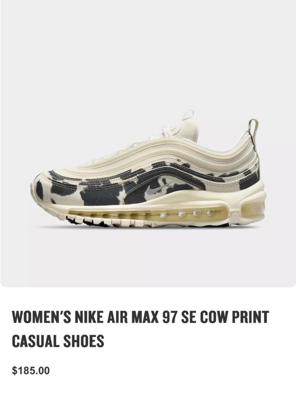 NWT Nike W Air Max 97 – Sail/Chrome-Black and Cream